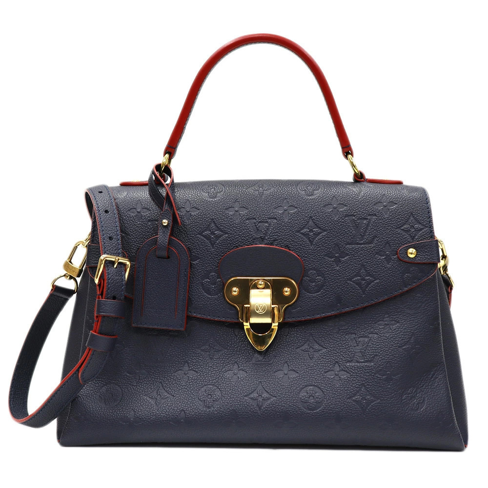 Louis Vuitton Georges Bag Empreinte Leather Top Handle Bag Marine Blue Rouge Red